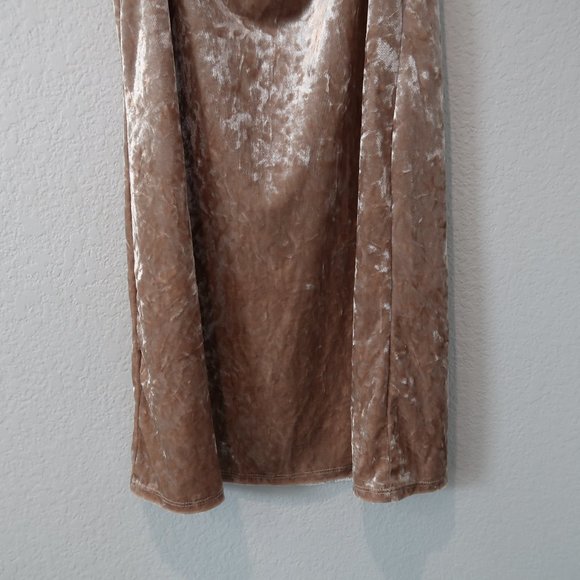 Love J Mini Dress Womens Crushed Velvet Champaign Sleeveless Spaghetti Straps L - Picture 9 of 15
